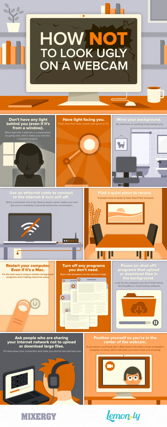 How NOT To Look Ugly on a Webcam infographic
