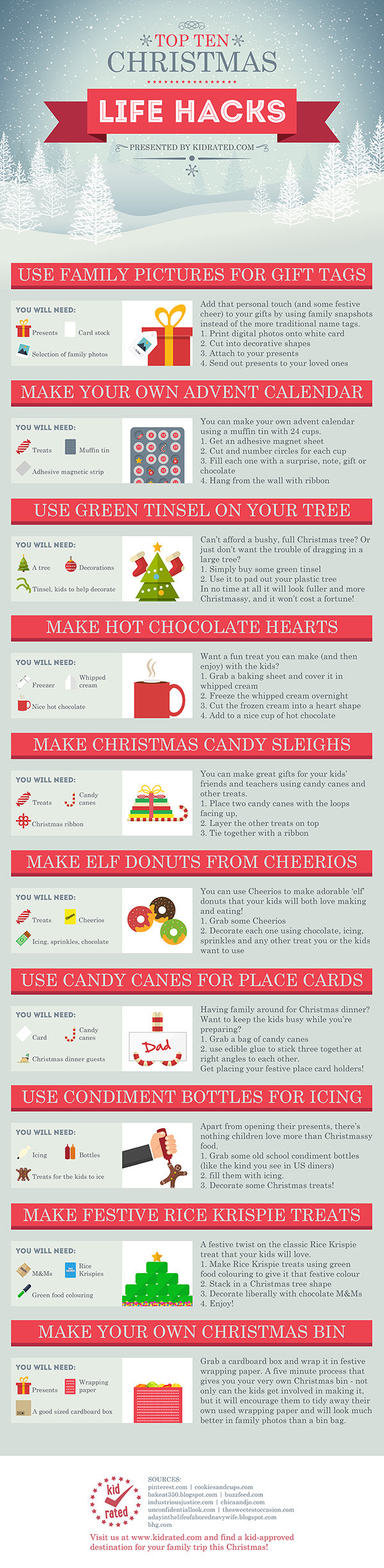 Top Ten Christmas Life Hacks infographic