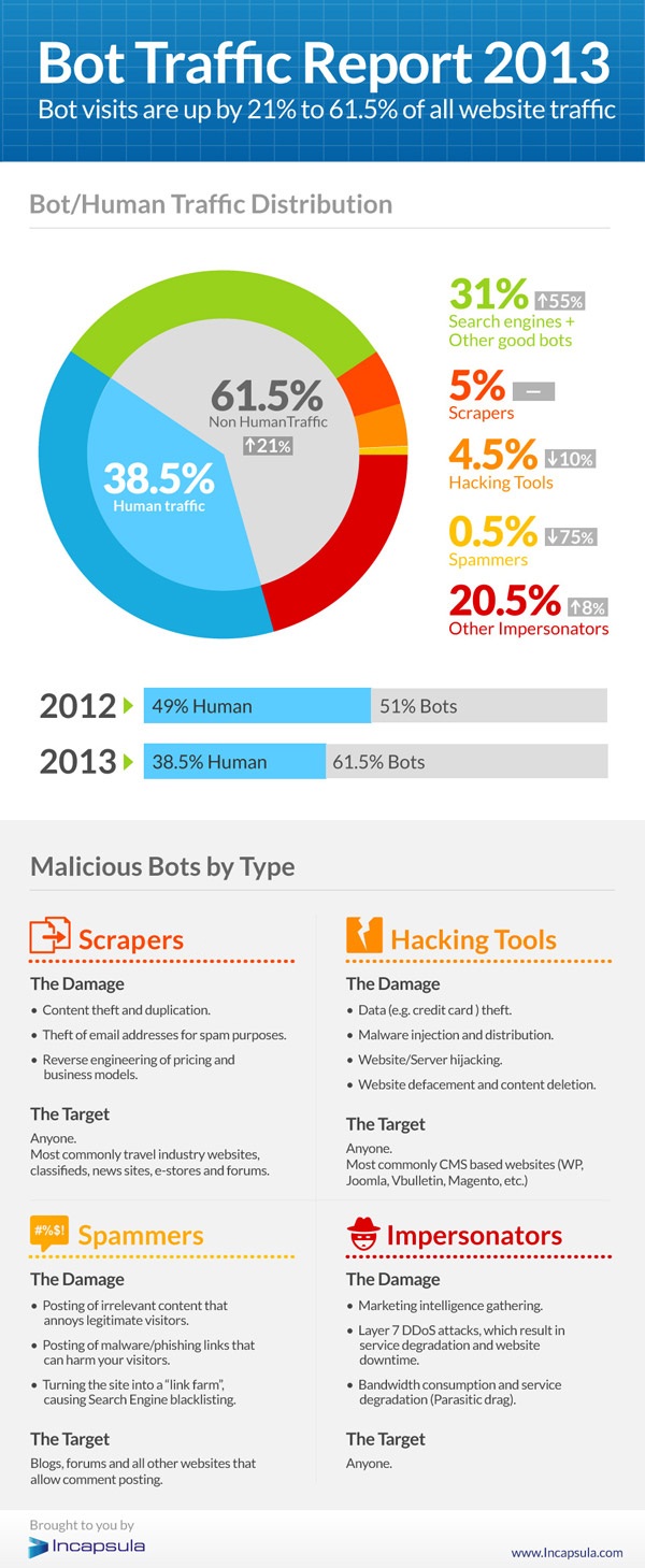 Bot Traffic Report 2013 infographic