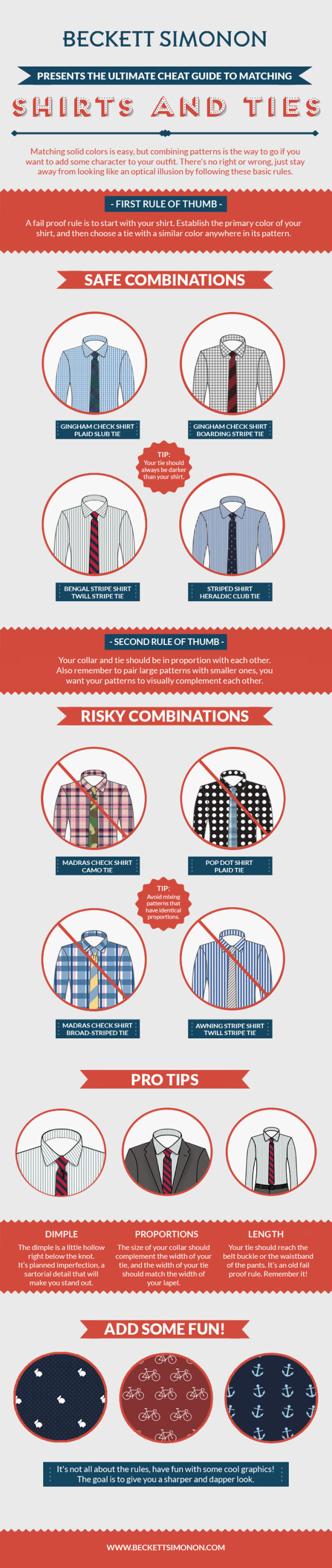 How to Match Shirt and Tie Patterns infographic