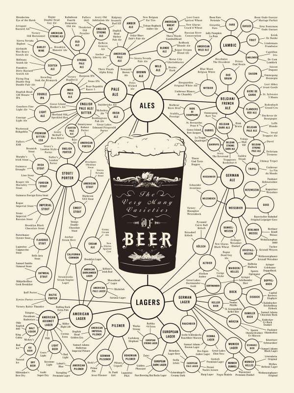 The Very Many Varieties of Beer infographic poster