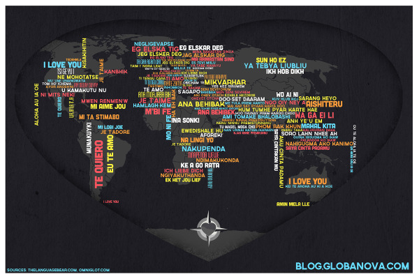 I Love You in 130 Languages infographic black